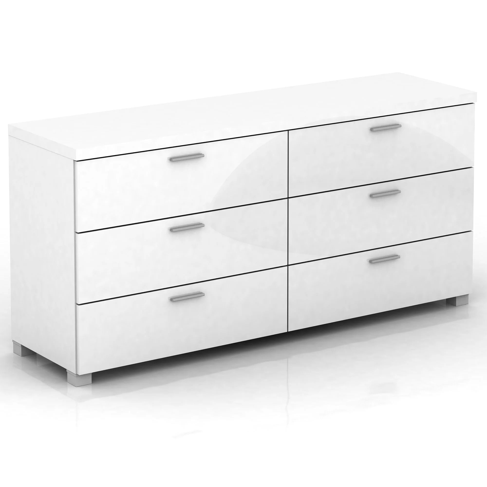 Elisha High Gloss 6 Drawer Chest - White