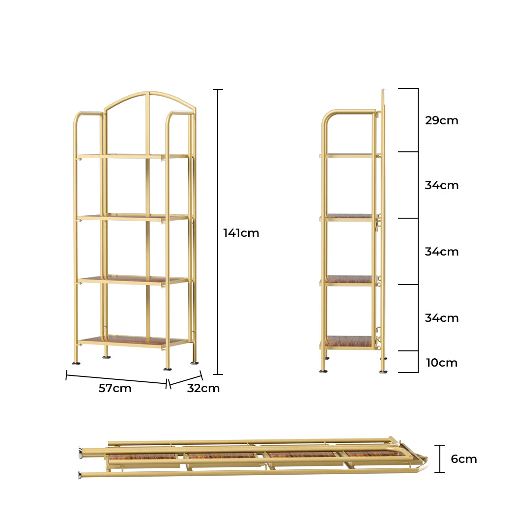 Levede Display Shelf Bookshelf Foldable Gold