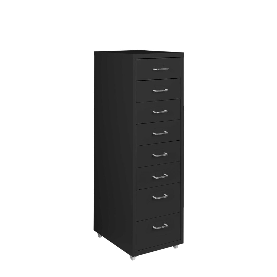 Levede 8 Drawer Office Cabinet - Black