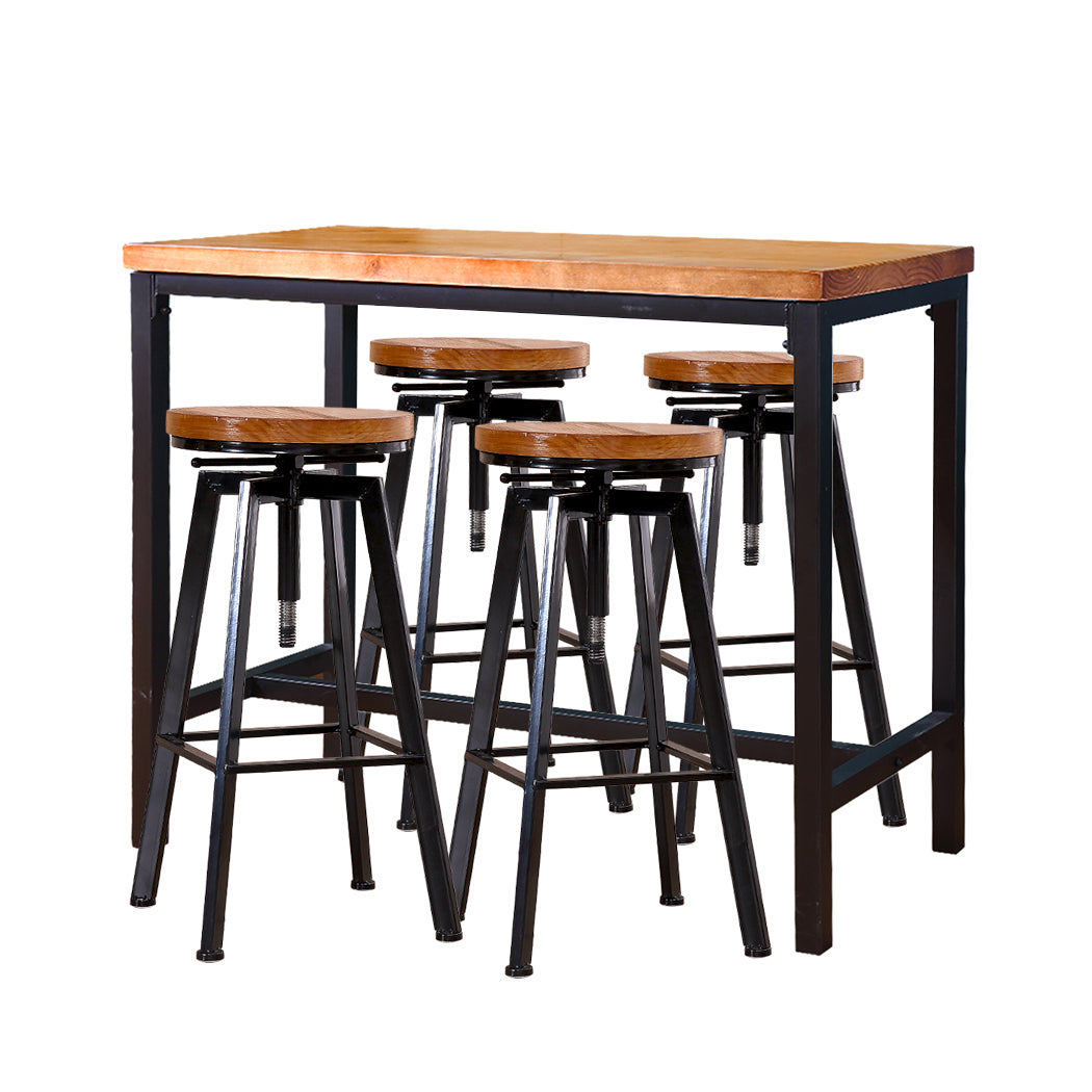 Levede 5pcs Bar Table Barstools Industrial-1820268970314436608