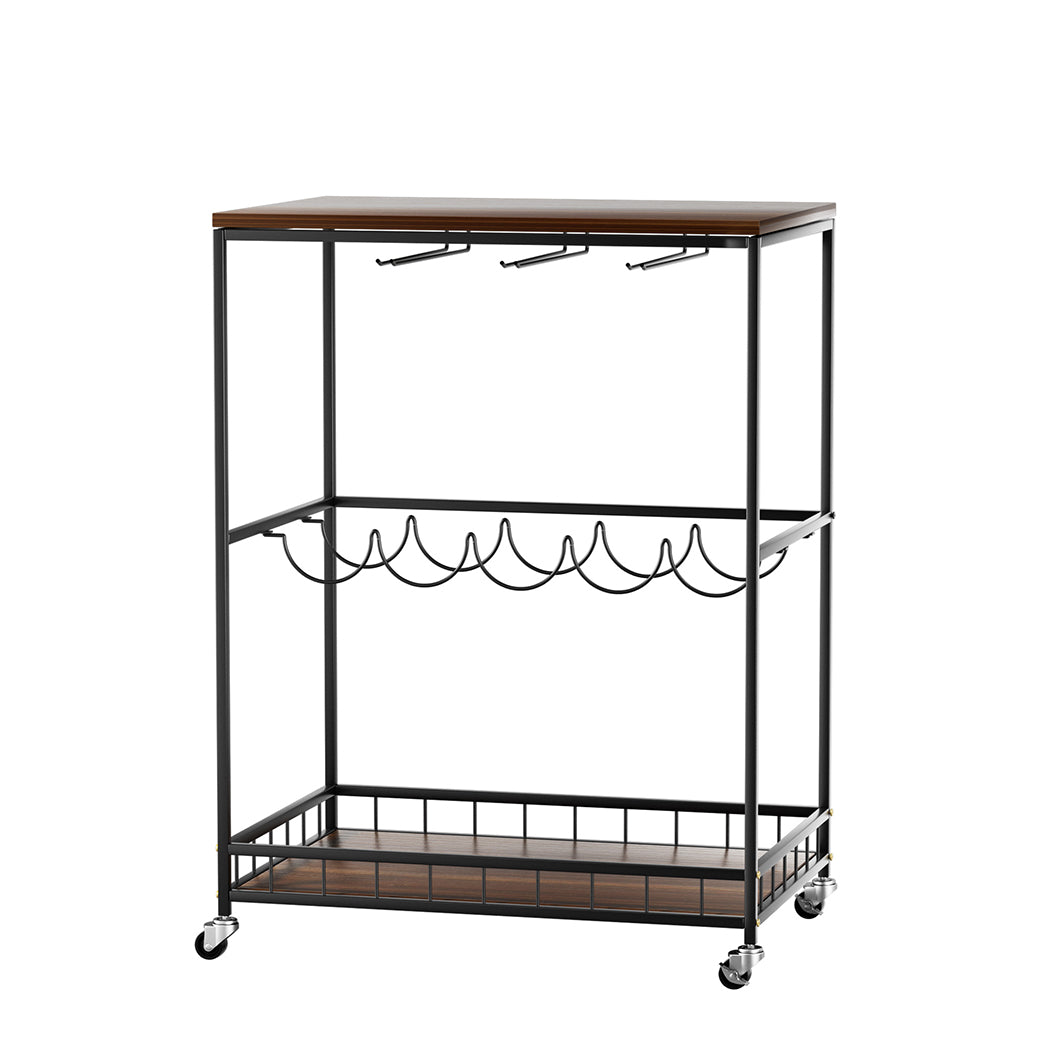 Levede Bar Cart Drinks Trolley - Wooden