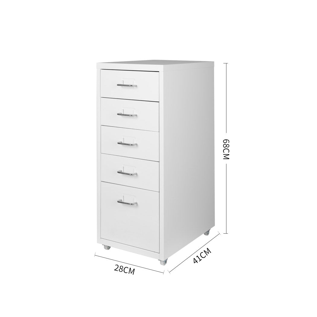 Levede 5 Drawer Office Cabinet - White