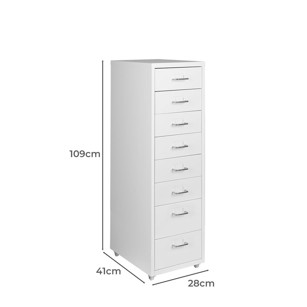 Levede 8 Drawer Office Cabinet - White