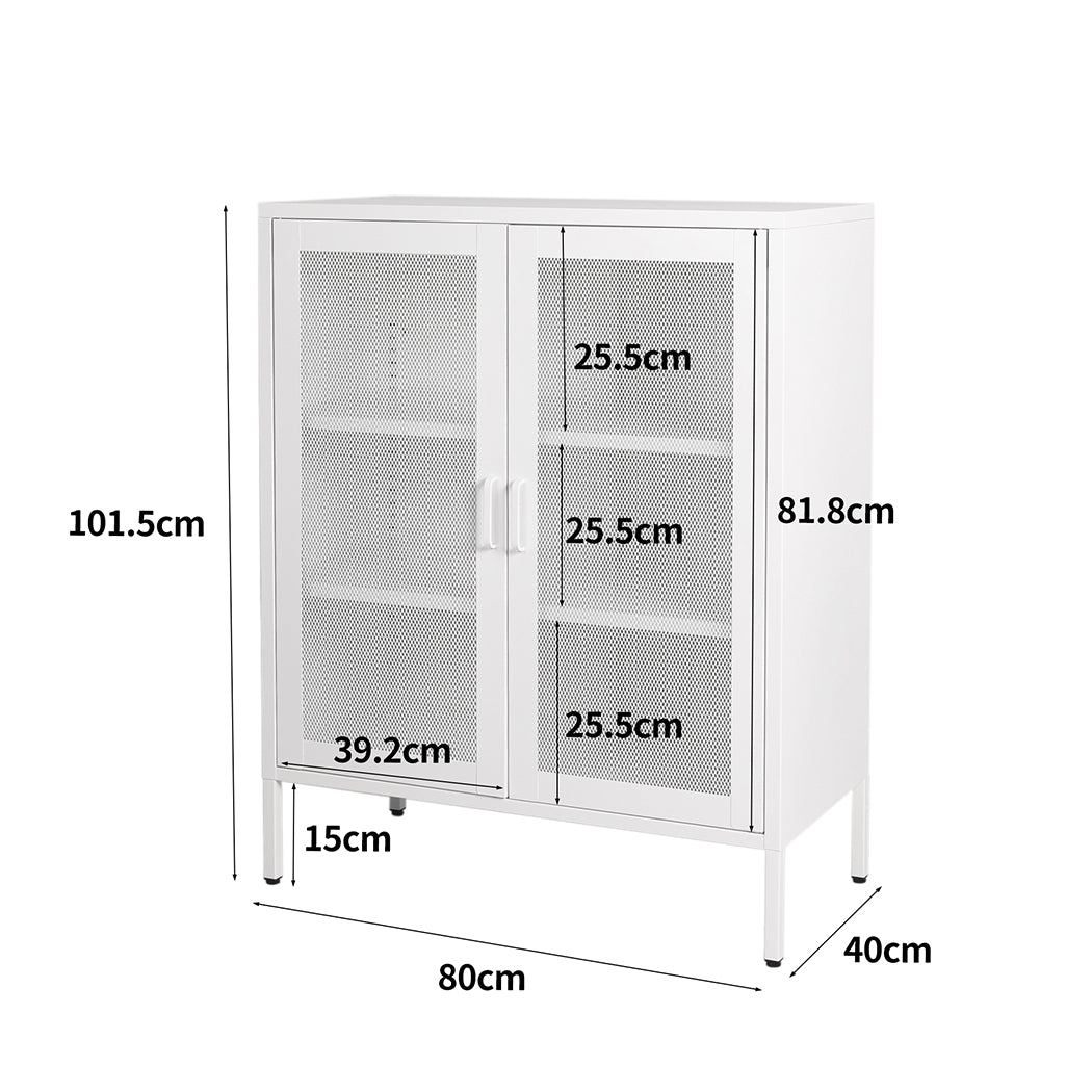 Levede Storage Cabinet Steel Kitchen White-1820269017412276226