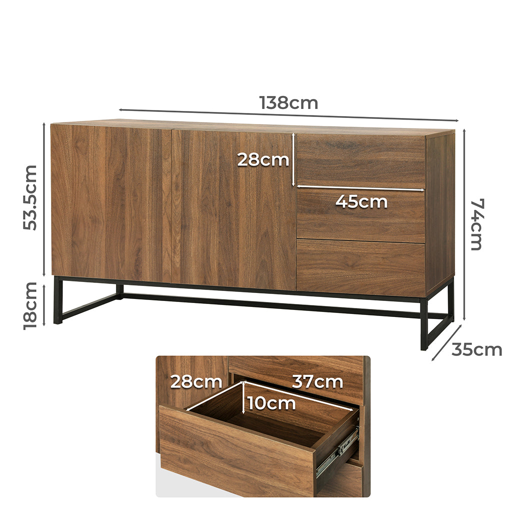 Levede Buffet Sideboard Storage Cabinet Walnut-1820269018259525634