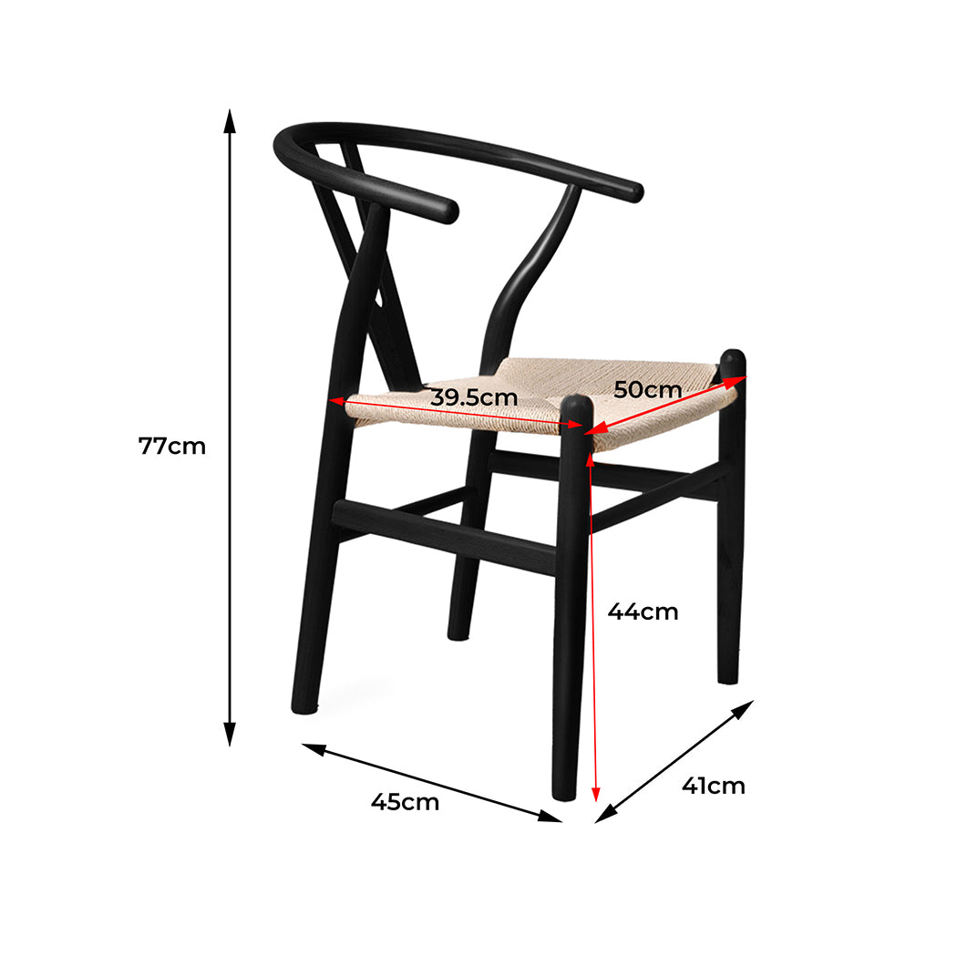 Levede 2x Dining Chairs Wooden Hans Black