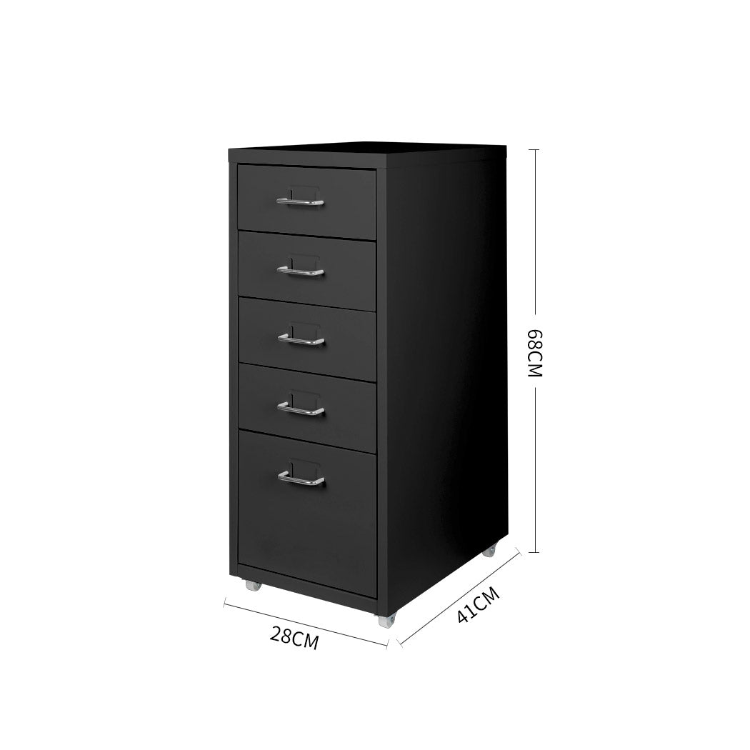 Levede 5 Drawer Office Cabinet - Black