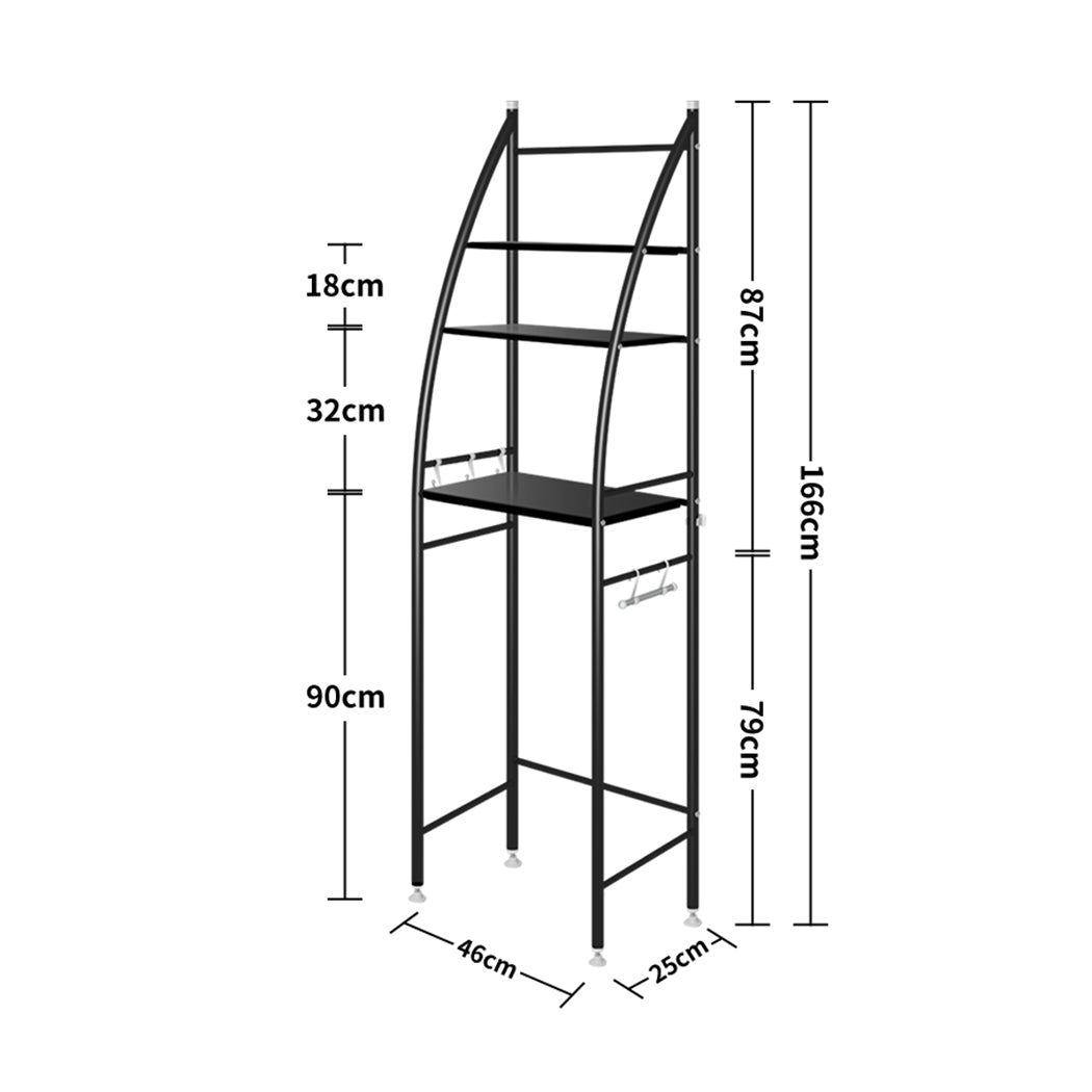 Dutxa 3 Tier Over Toilet Storage Shelf Black