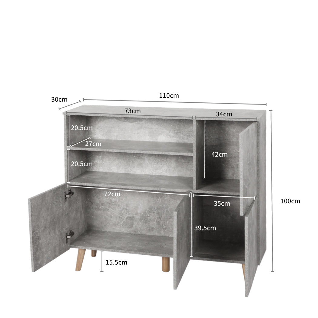 Levede Buffet Sideboard Storage Cabinet Grey-1820269016095264770