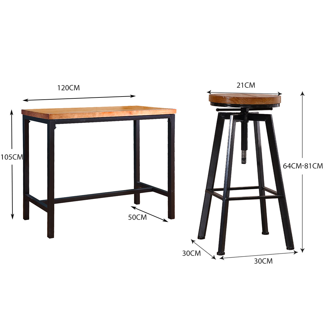 Levede 5pcs Bar Table Barstools Industrial-1820268970314436610