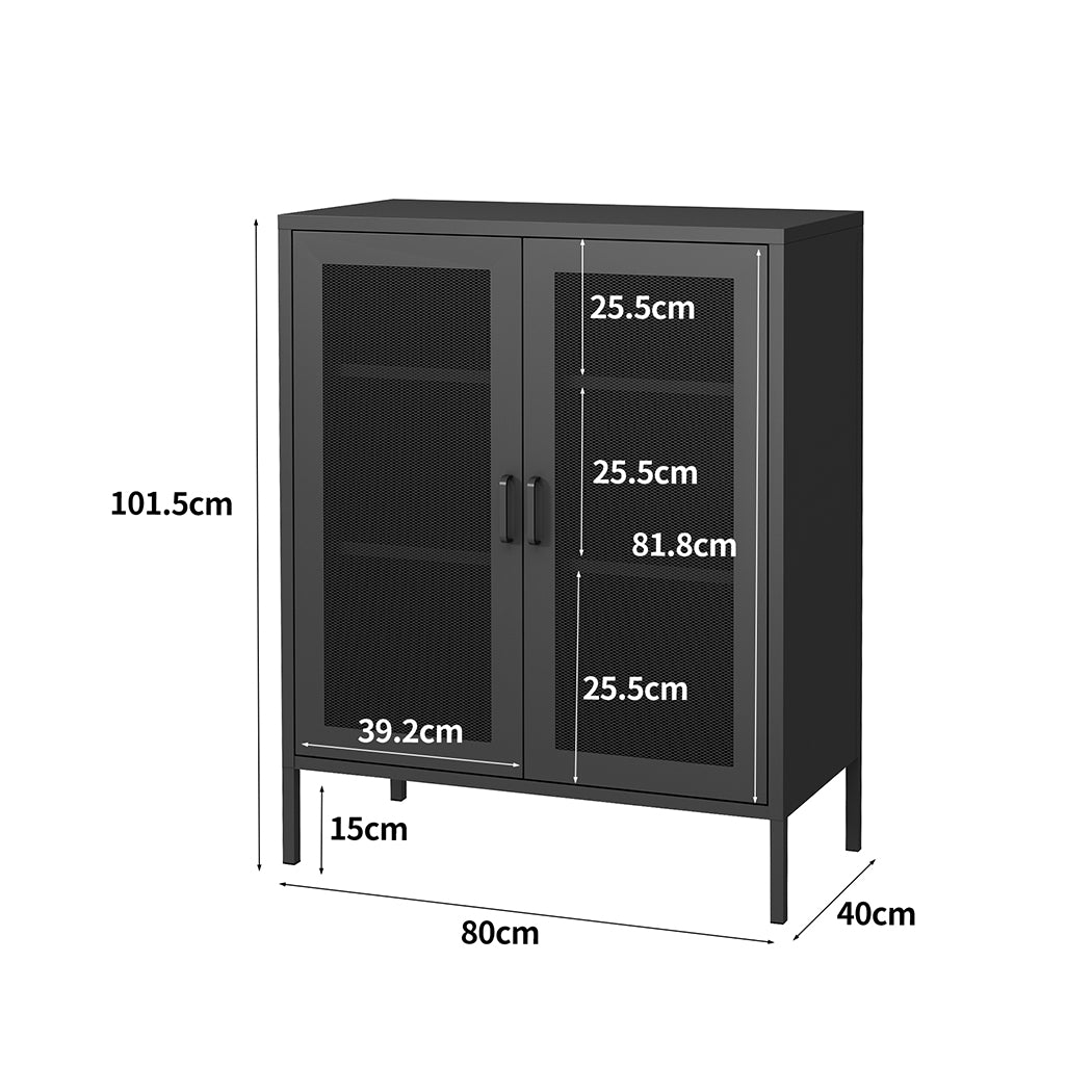 Levede Storage Cabinet Steel Kitchen Black-1820269017261281282