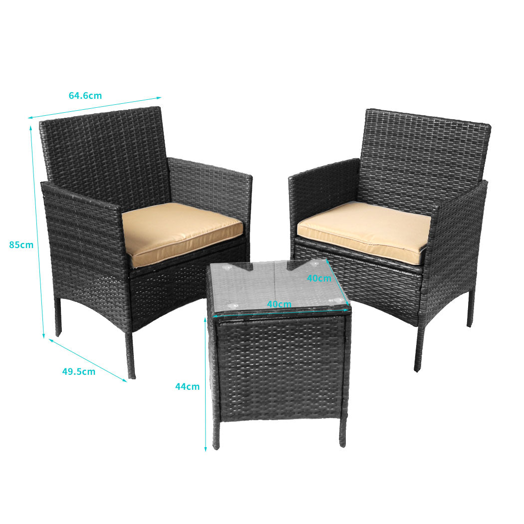 Levede Outdoor Furniture Setting Patio Black