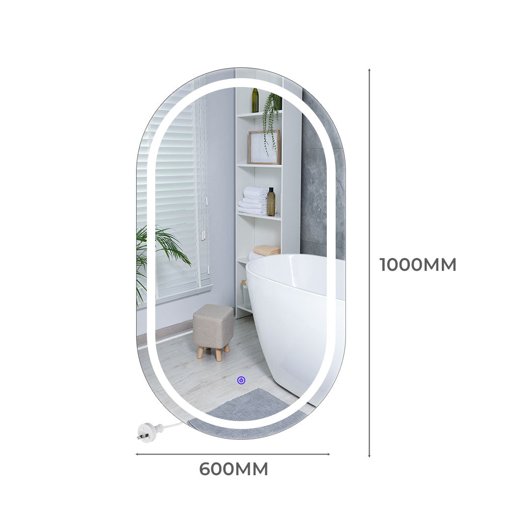 EMITTO LED Wall Mirror Oval Anti-fog 60x100cm