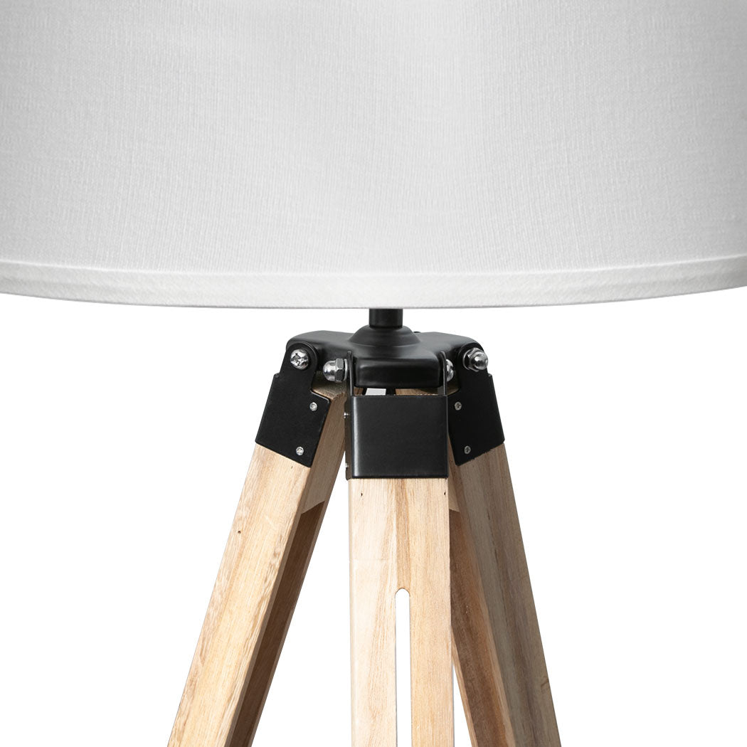 EMITTO Tripod Wooden Floor Lamp Shaded Natural