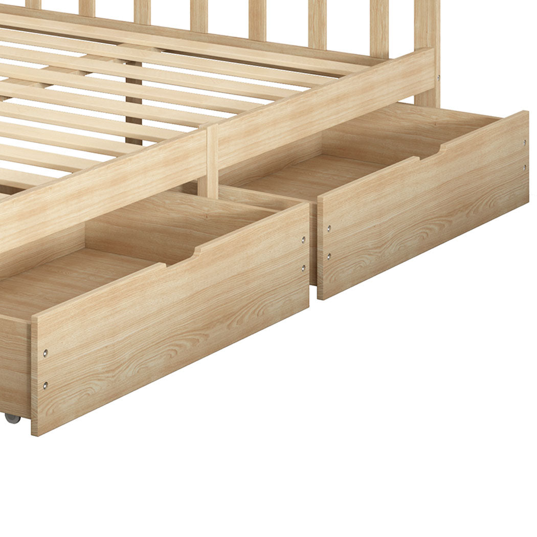 Levede 2x Bed Frame Storage Drawers Nature Natural