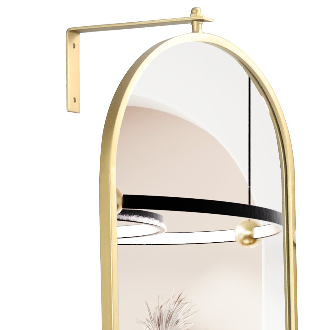 Yezi 360� Swivel Wall Mirrors 140cm x35cm Oval Shape Gold Frame