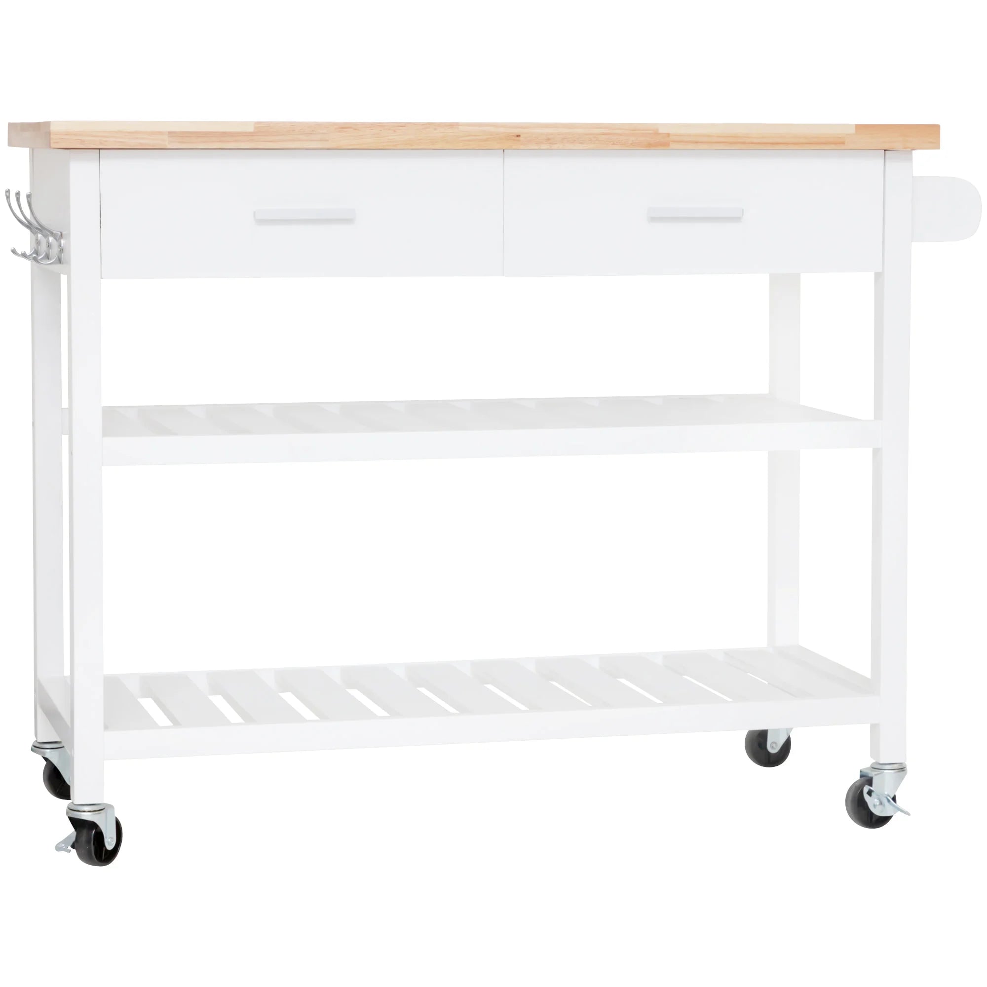 Kitchen Island Trolley with Open Shelves - White