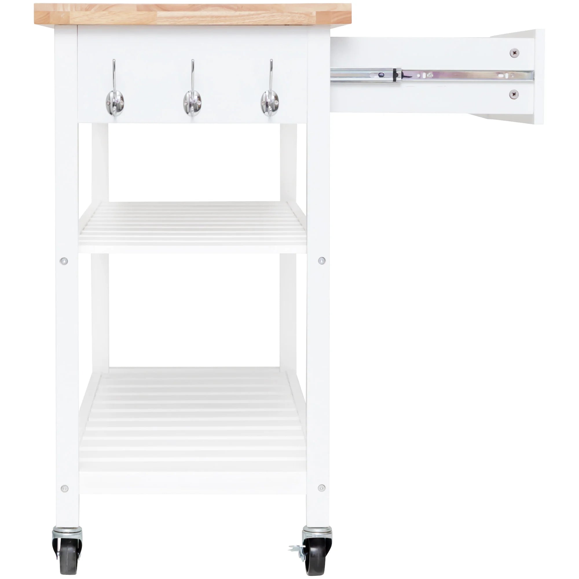 Kitchen Island Trolley with Open Shelves - White