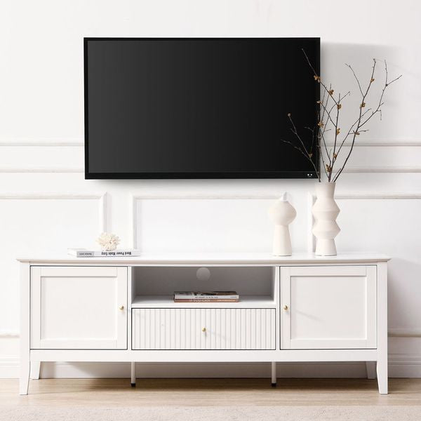 Zara Fluted Entertainment Unit 150cm - White