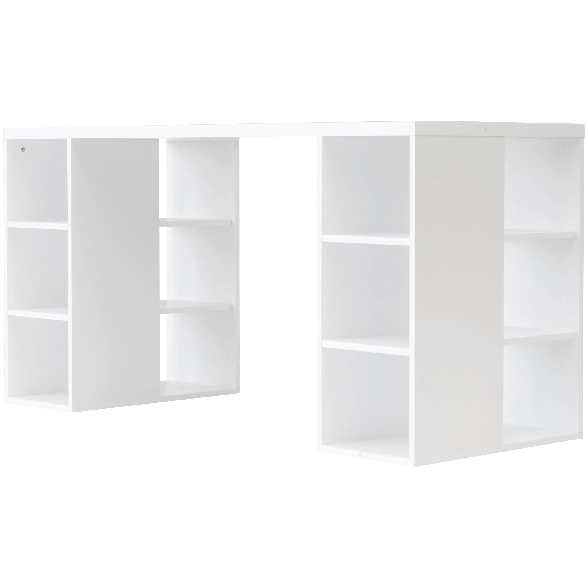 Bloc Desk with Storage Shelves - White