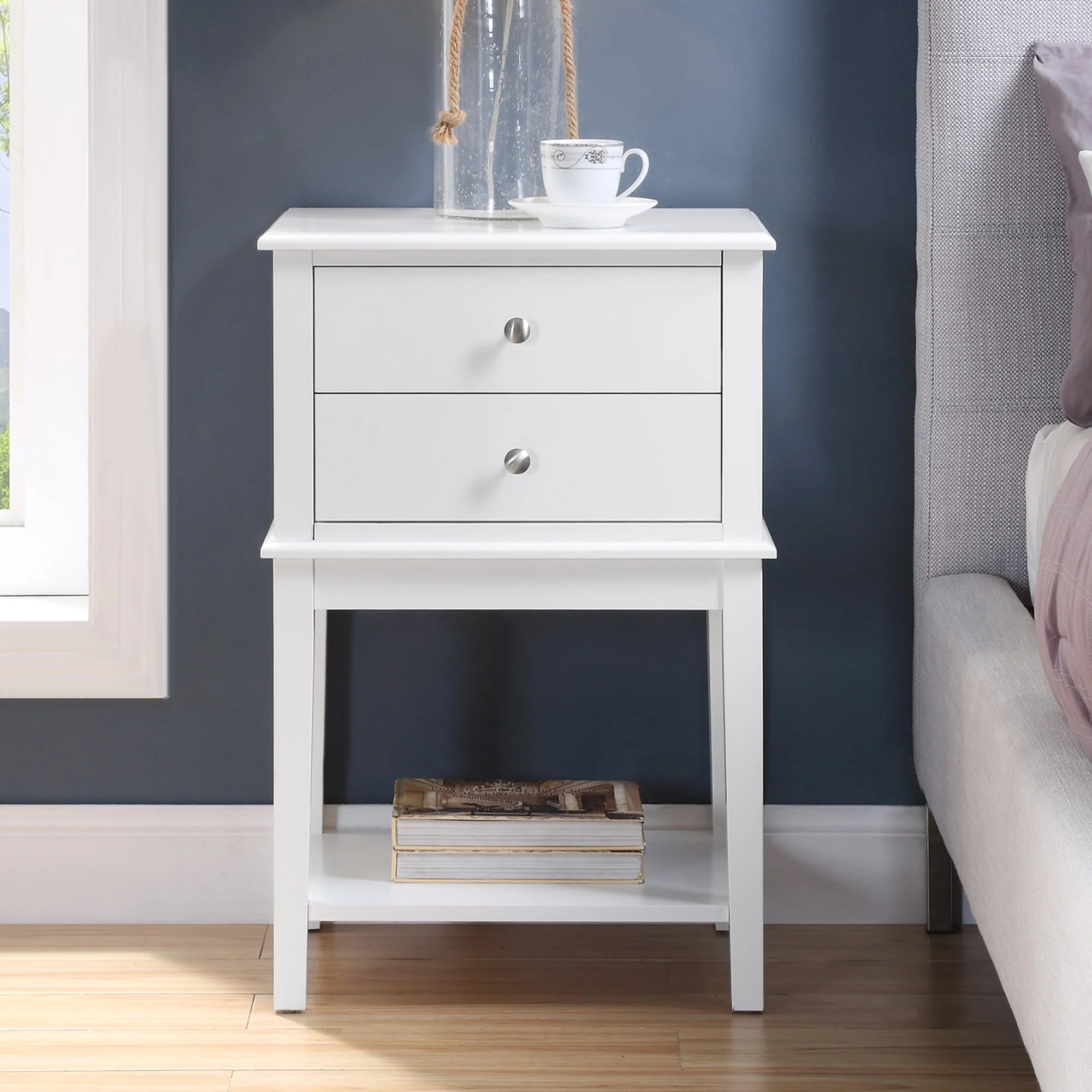 Chloe 2 Drawer Side Table - White