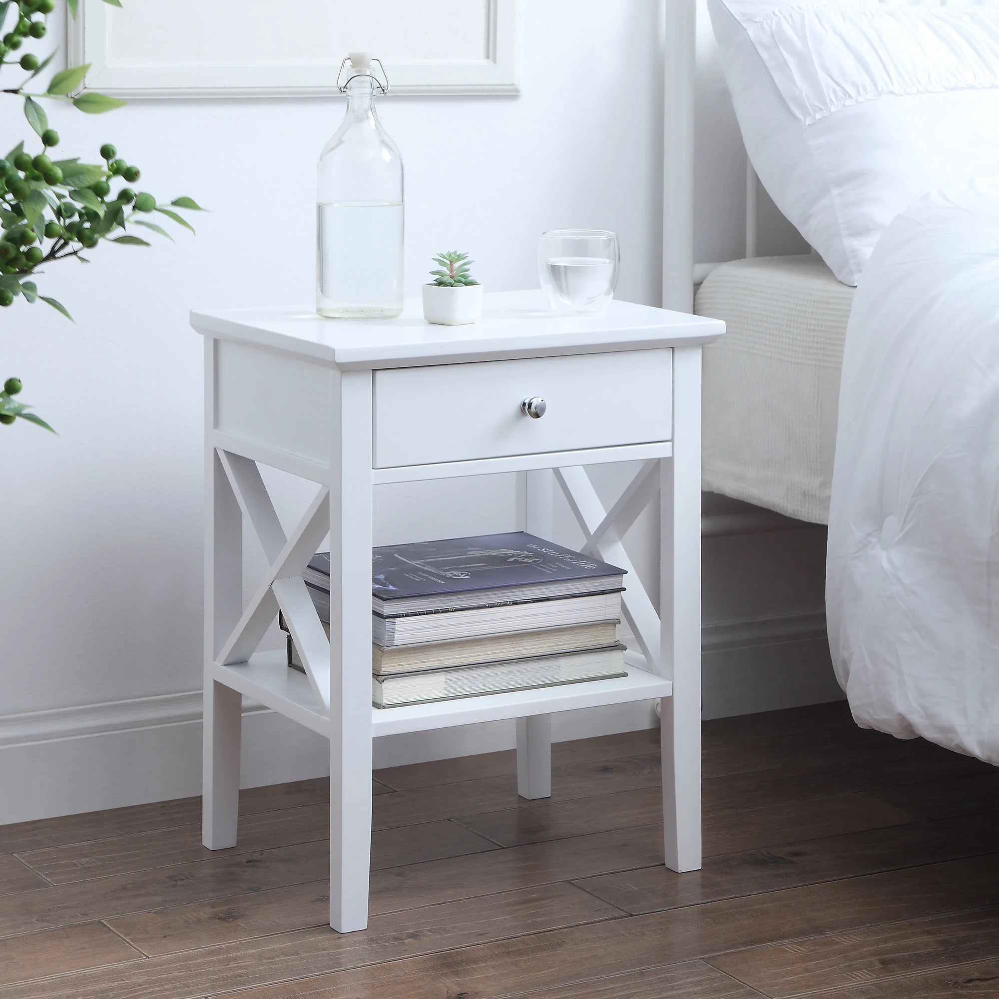 Long Island Side Table 1 Drawer - White