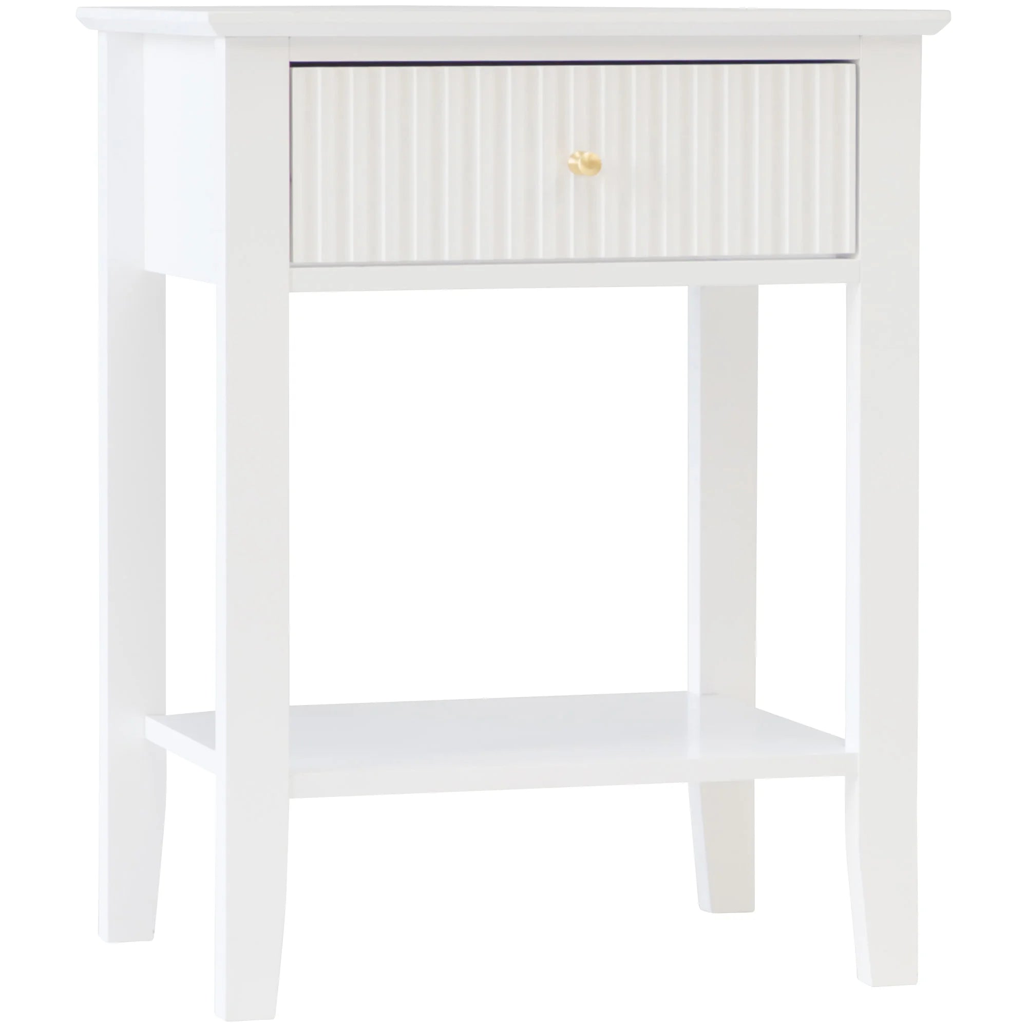 Zara Fluted 1 Drawer Side Table - White