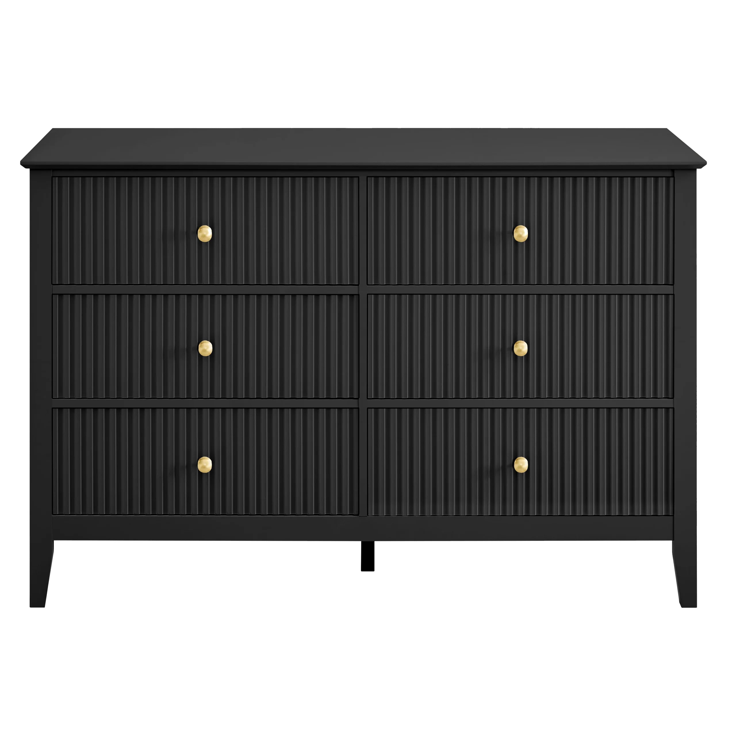 Zara Fluted 6 Drawer Chest - Black