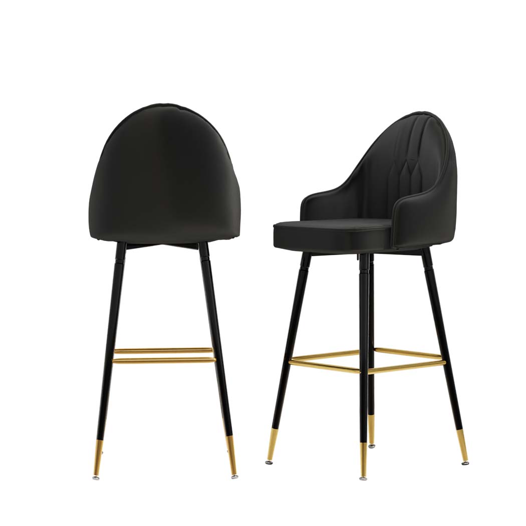 Levede Velvet Bar Stools x 2 Swivel Black