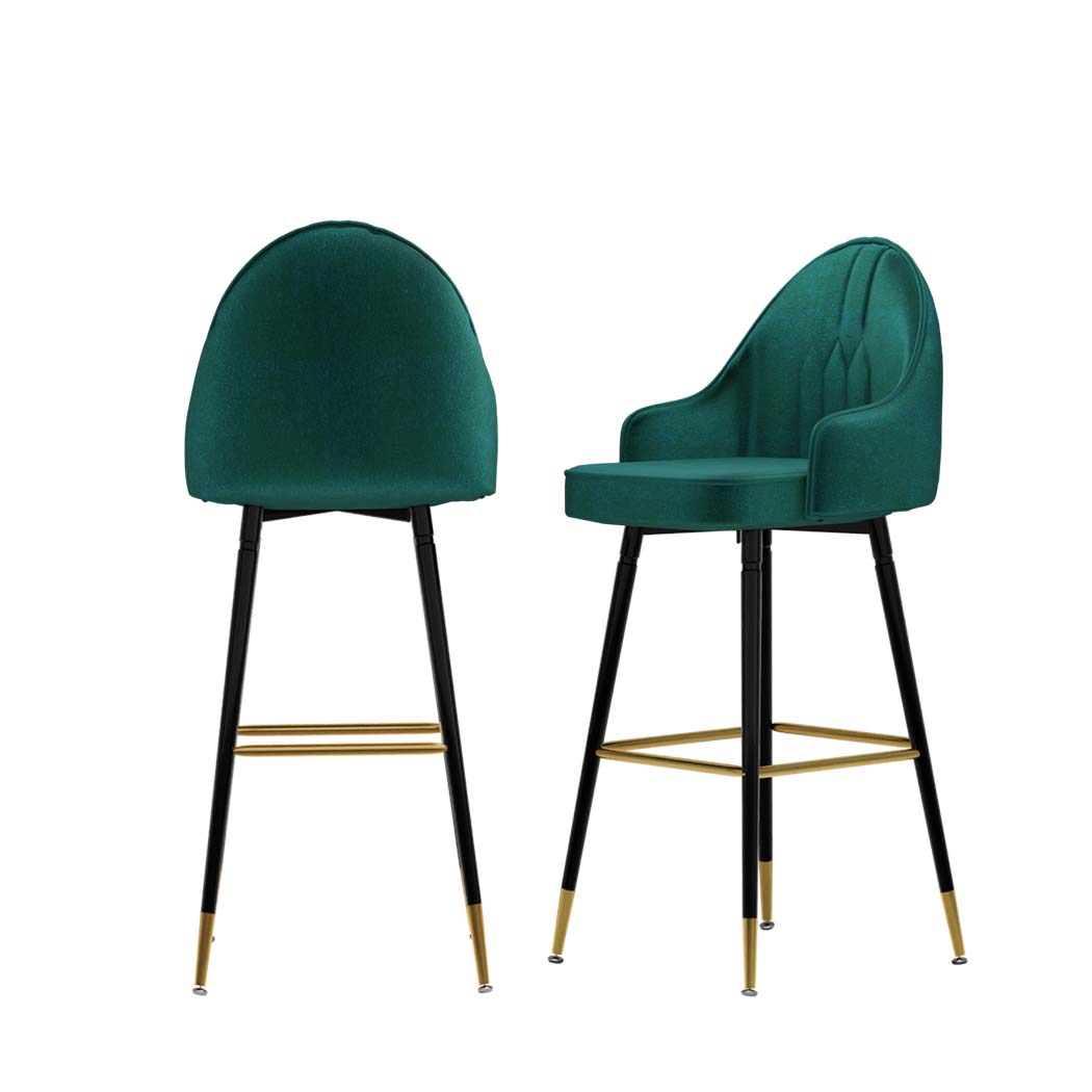 Levede Velvet Swivel Bar Stools x 2 Green