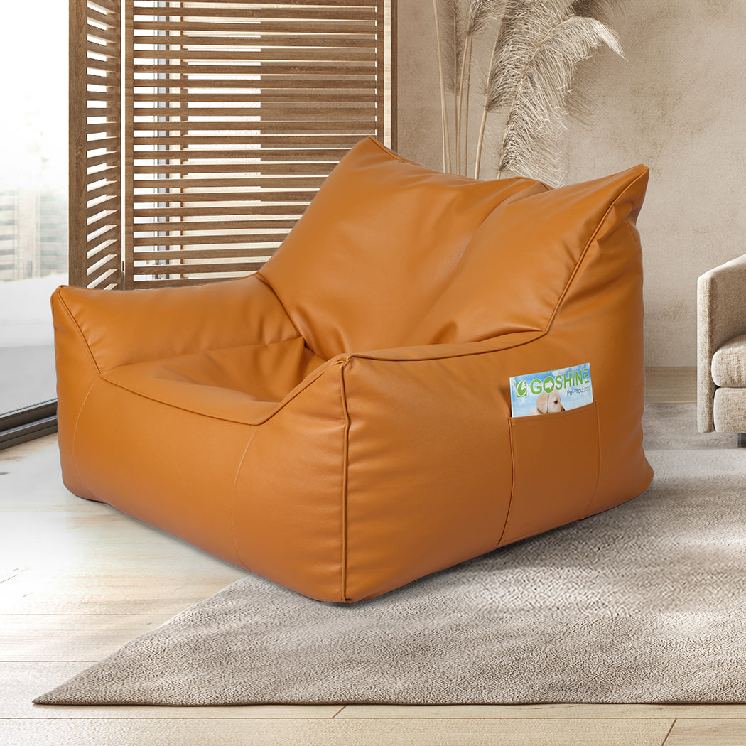 Marlow Bean Bag Chair Cover PU Indoor Brown