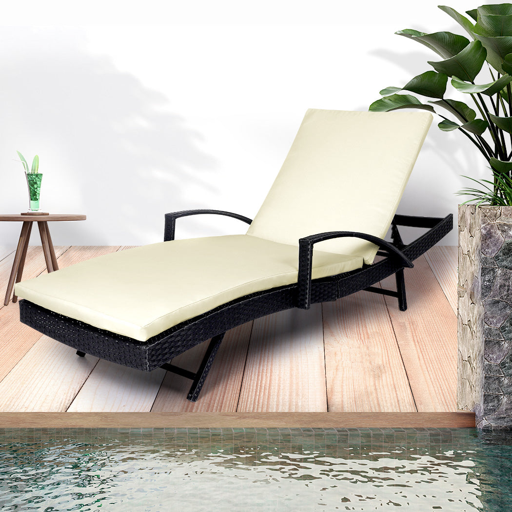 Levede Outdoor Sun Lounger Furniture Beige