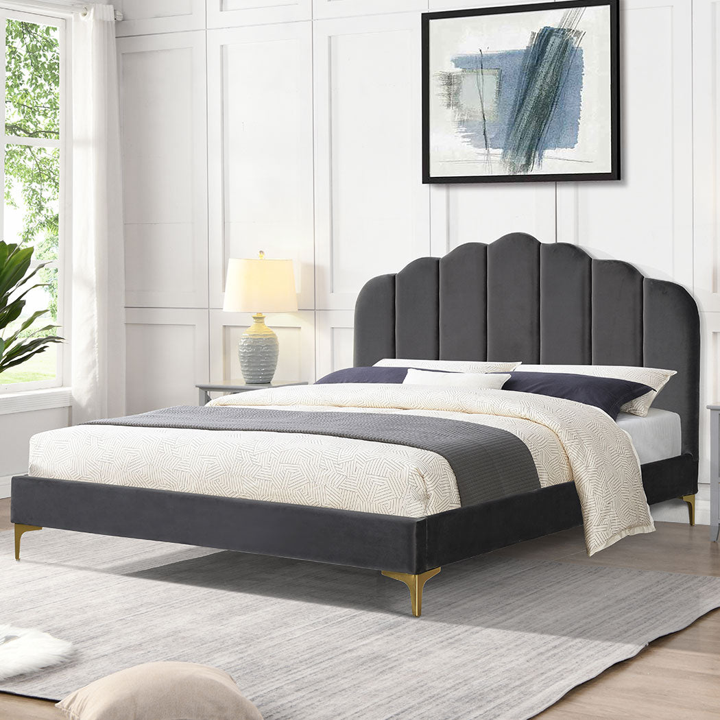 Levede Bed Frame Queen Size Mattress Grey