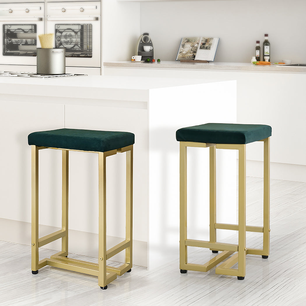 Levede 2x Bar Stools Velvet Backless