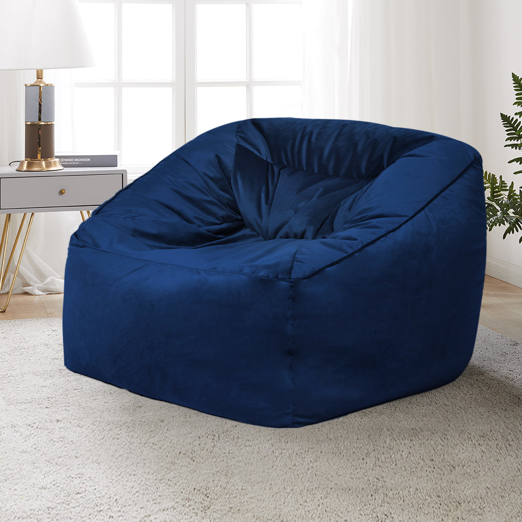 Marlow Bean Bag Chair Cover Soft Velvet Blue