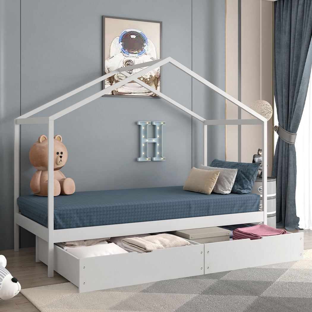 Levede Bed Frame Wooden Single Timber White