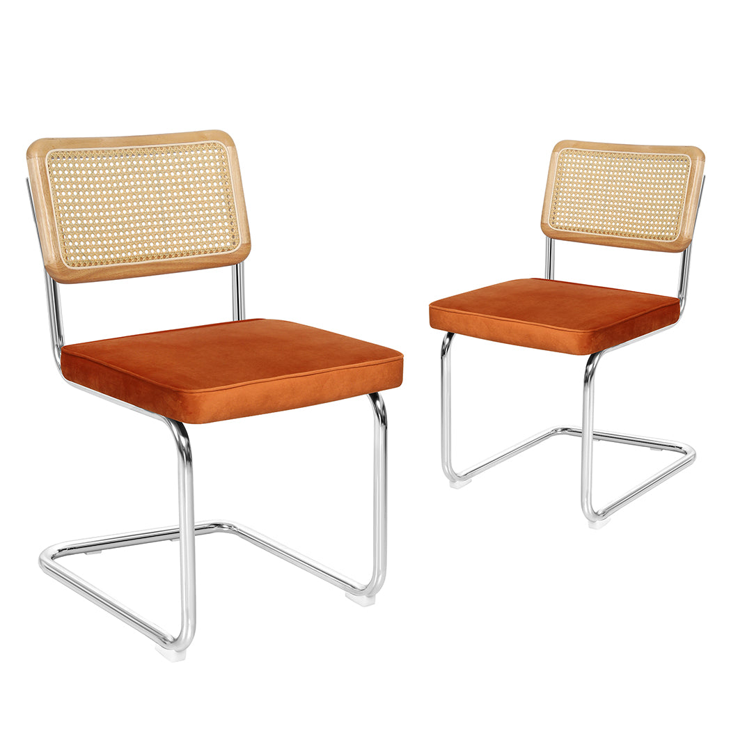 Levede 2xRattan Chair Dining Chairs Orange