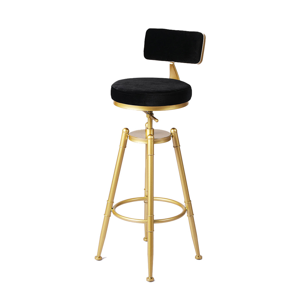 Levede 1x Velvet Bar Stools Kitchen Black