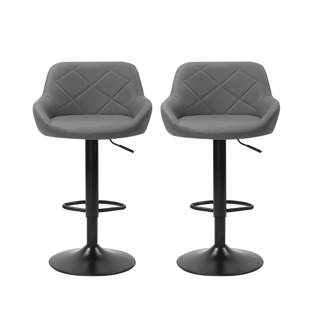 2x Bar Stools Stool Kitchen Chairs Swivel Grey