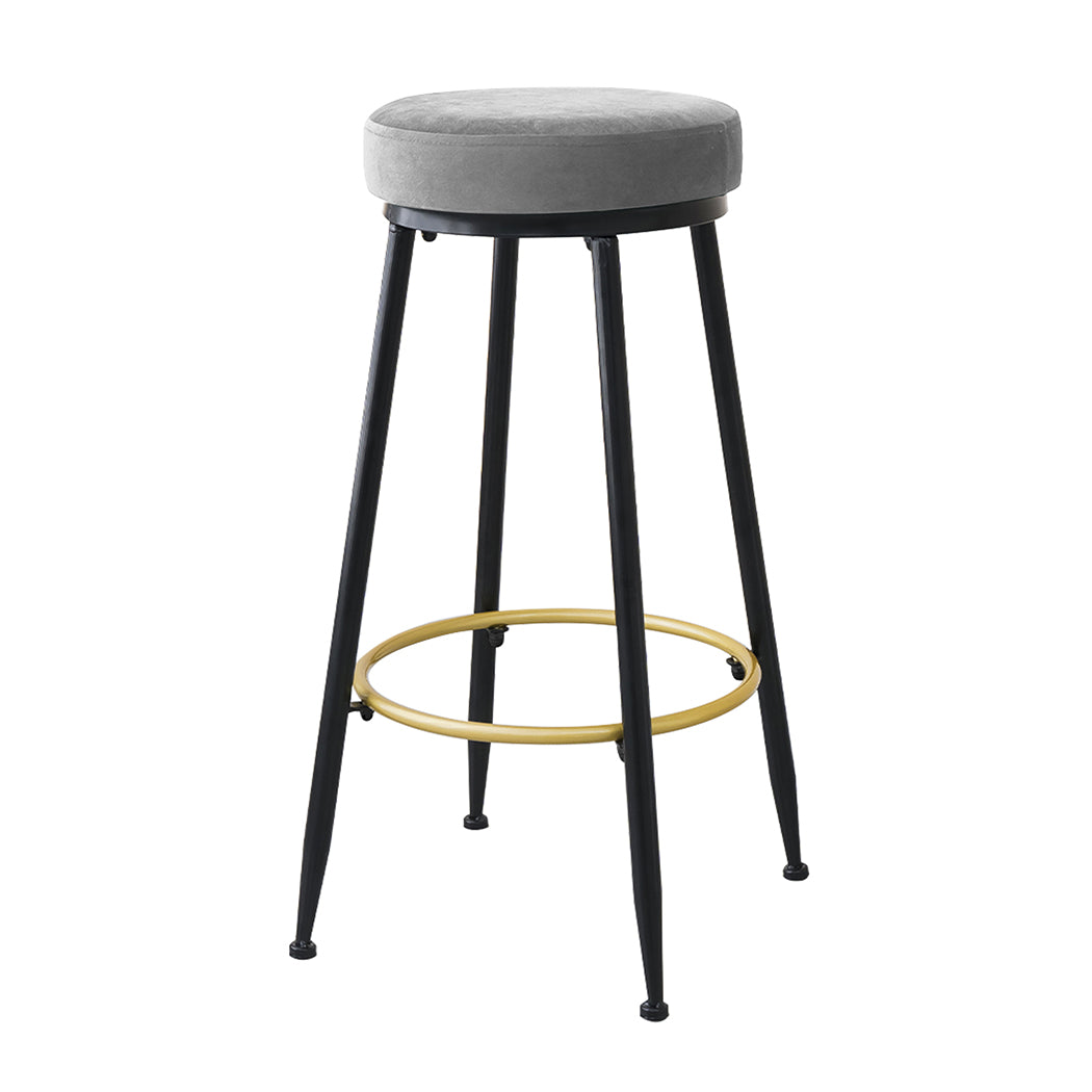 Levede 2x Bar Stools Barstools Velvet Grey