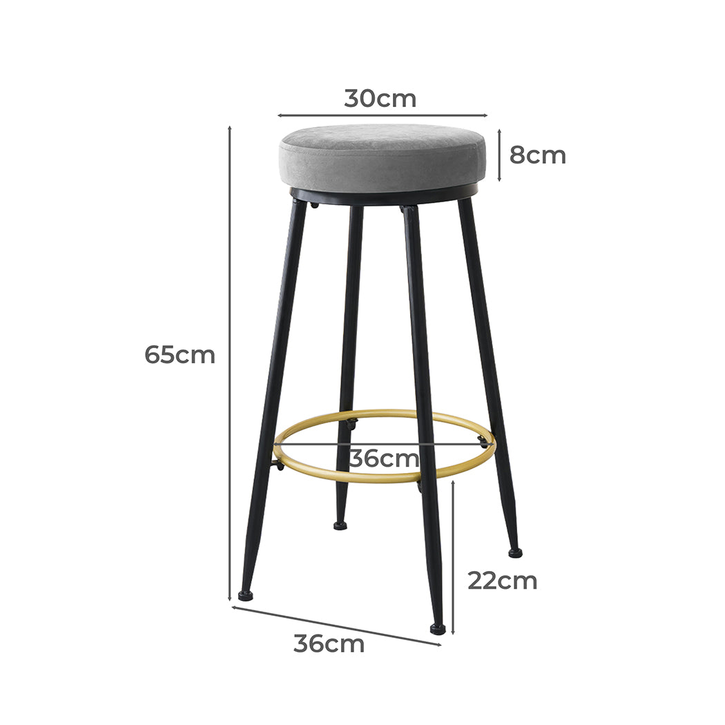 Levede 2x Bar Stools Barstools Velvet Grey