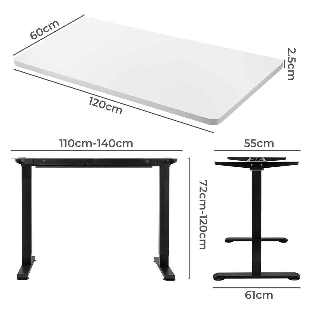 Levede Motorised Standing Desk Adjustable 120cm White 800x 1.5MM