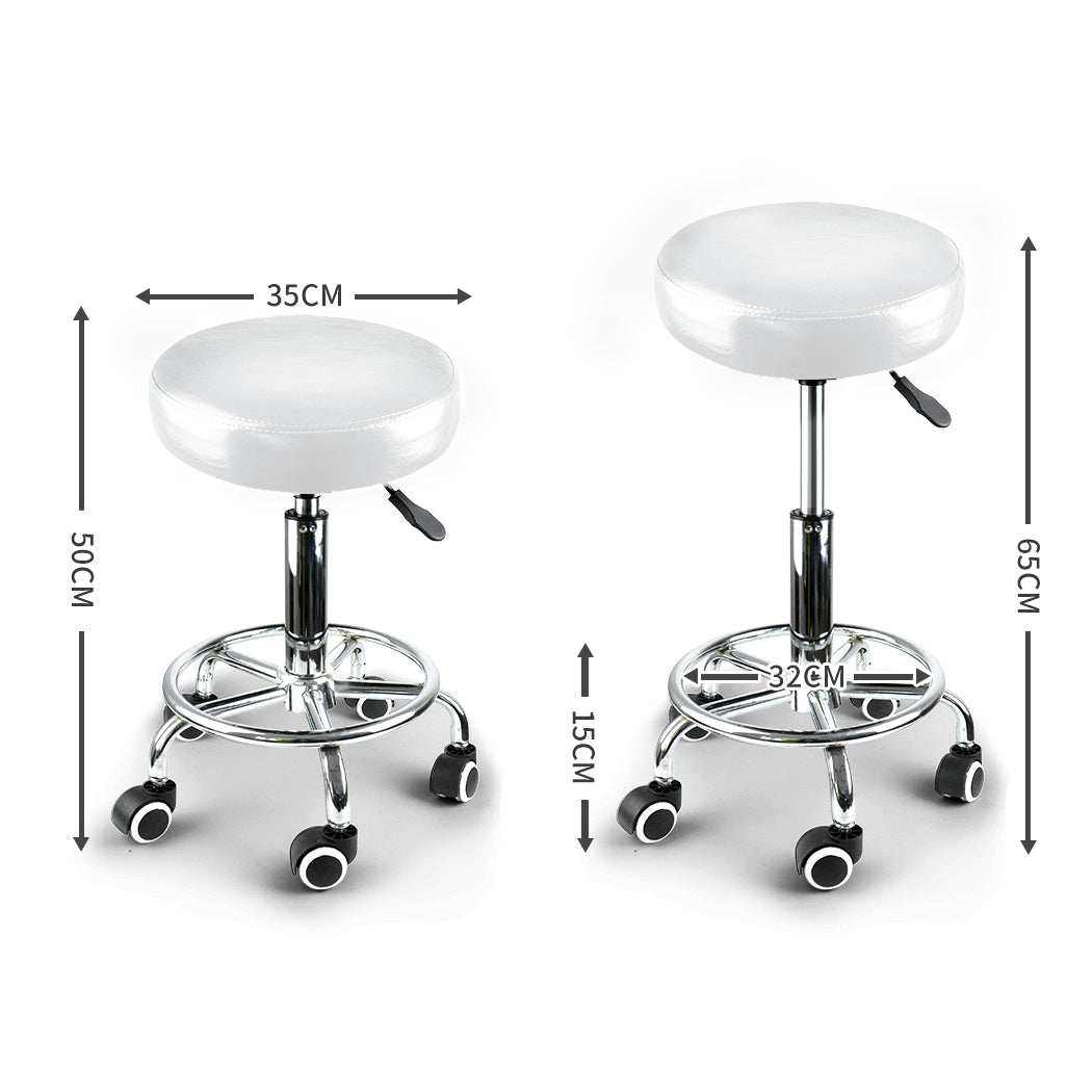 Levede Salon Stool Swivel Hairdressing White