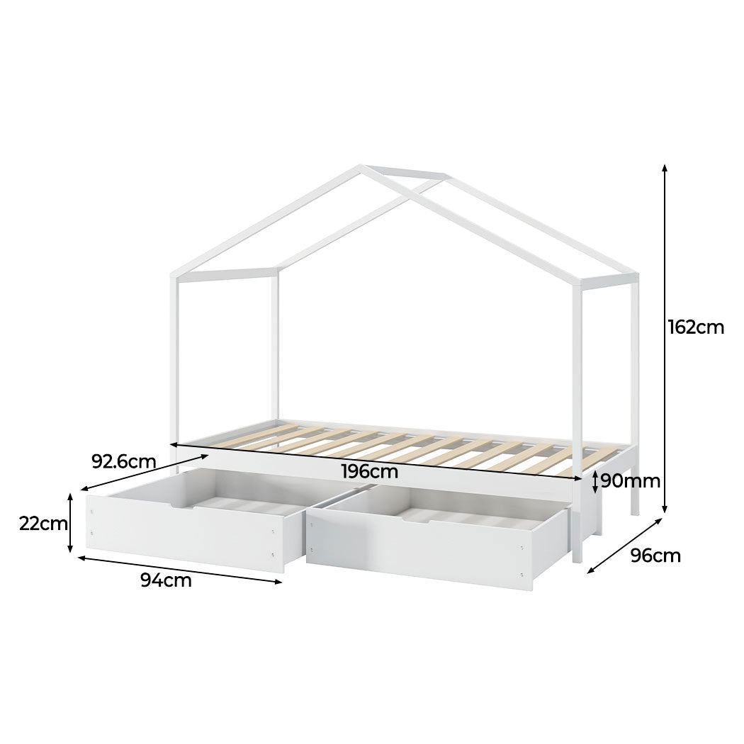 Levede Bed Frame Wooden Single Timber White