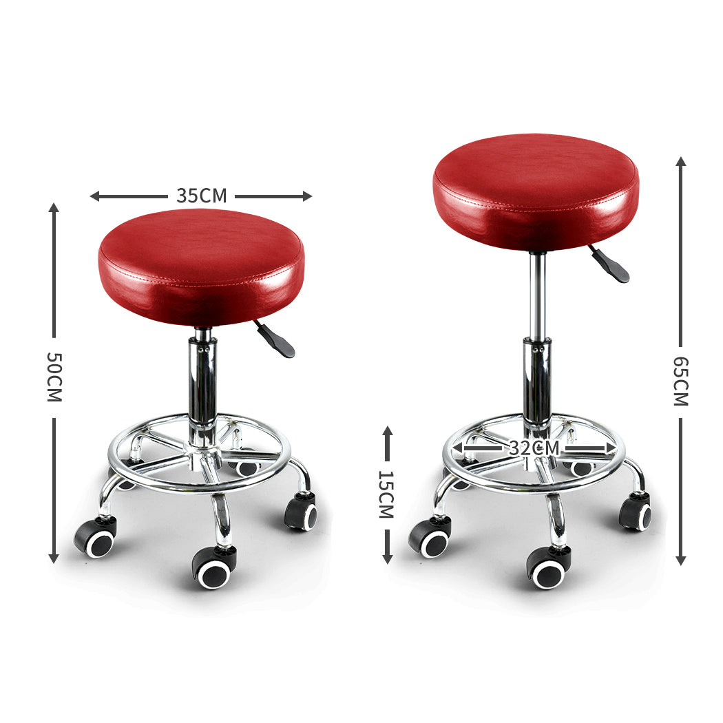 Levede Salon Stool Swivel Barber Stools Red