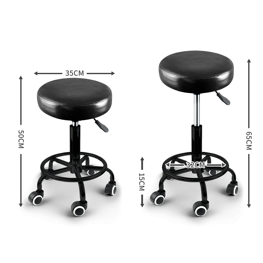 Levede Salon Stool Swivel Bar Stools Black with Black Stand