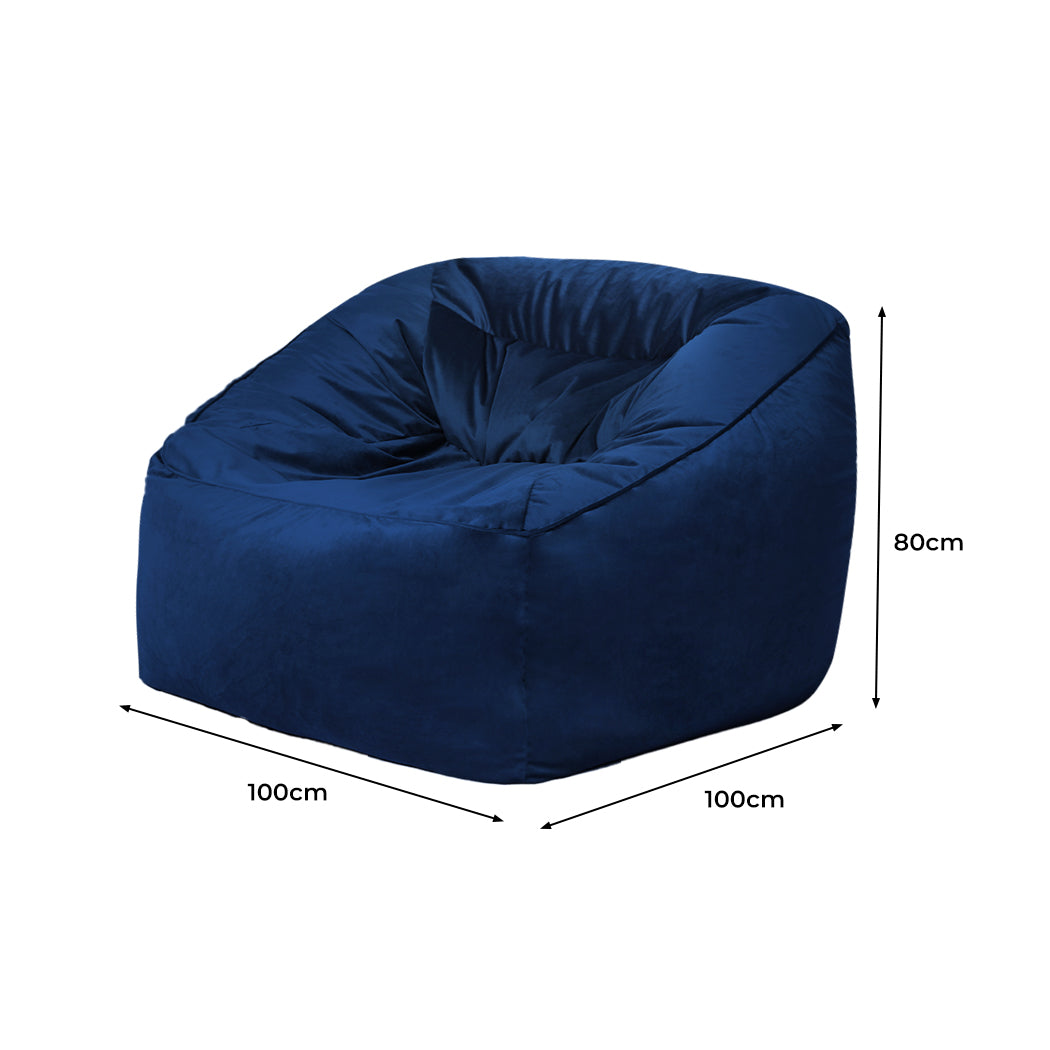 Marlow Bean Bag Chair Cover Soft Velvet Blue