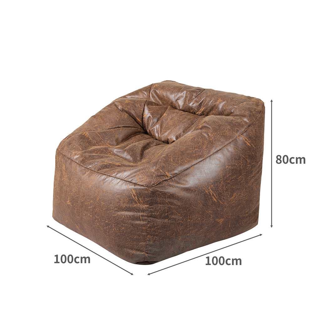 Marlow Bean Bag Chair Cover PU Couch Brown