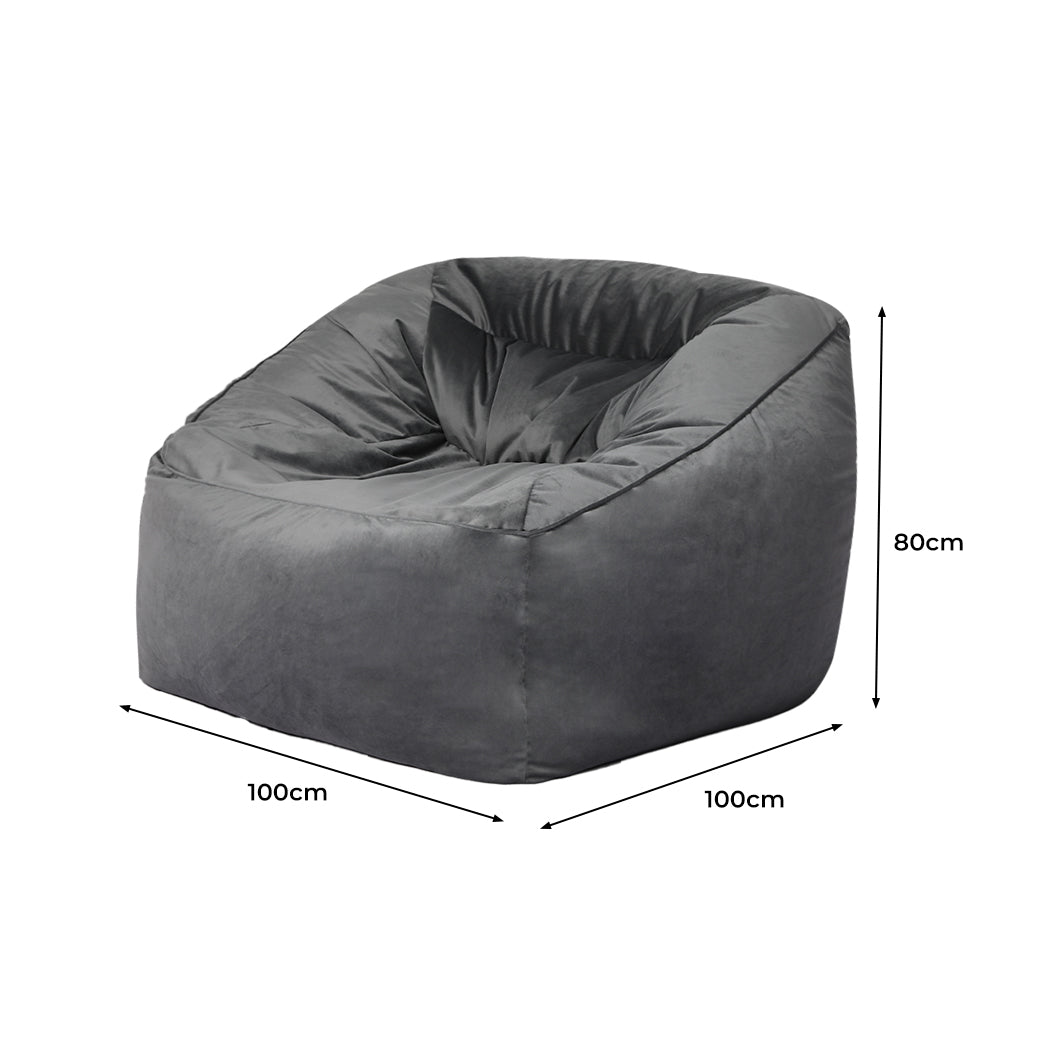 Marlow Bean Bag Chair Cover Soft Velvet Dark grey