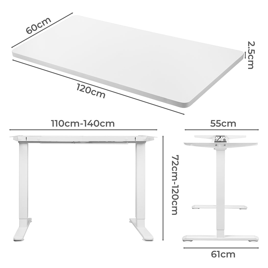 Levede Motorised Standing Desk Adjustable 120cm White 800x 1.5MM